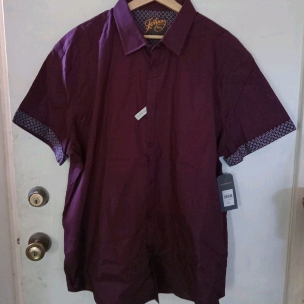 Johnny Bigg Men's Casual Plum Button Down Shirt 1XL